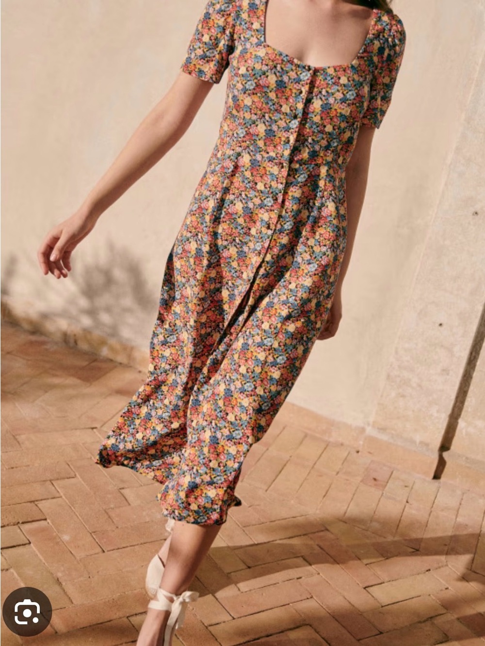 Sezane Victoria Floral Midi Dress - Multi Floral Print